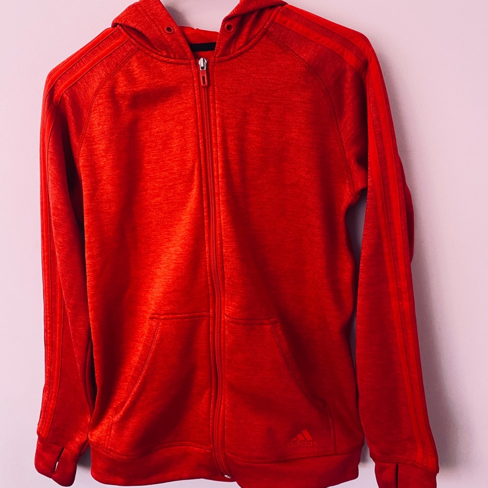 Adidas Red Zip Up Sporty Hoodie Sz S